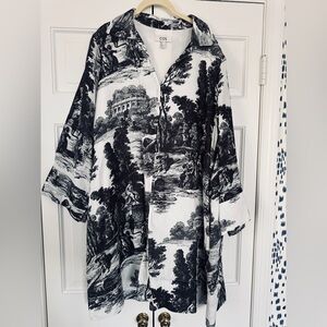 COS Black and White Toile Midi Dress